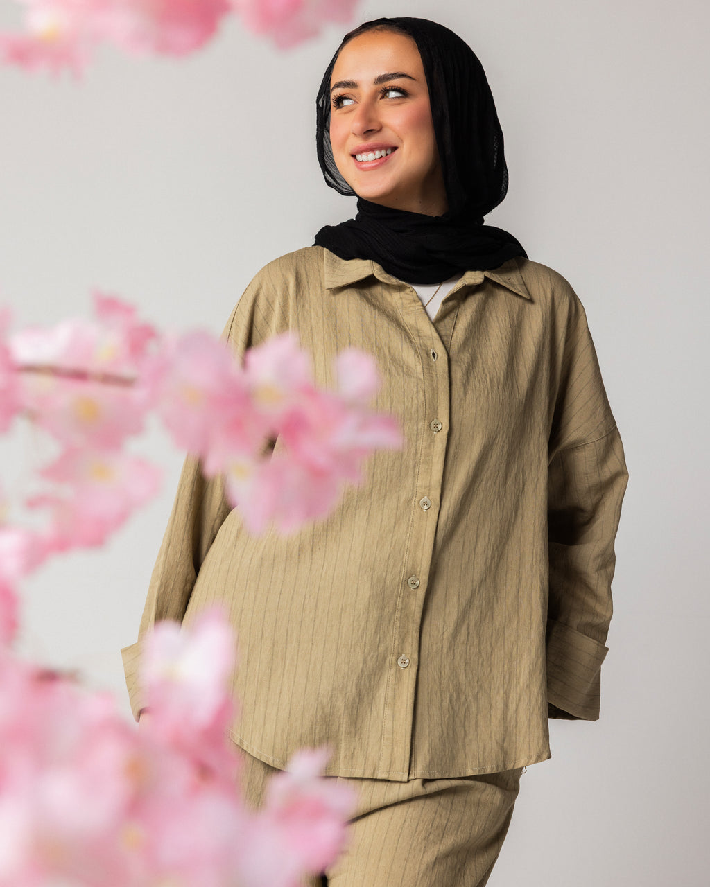 striped linen set