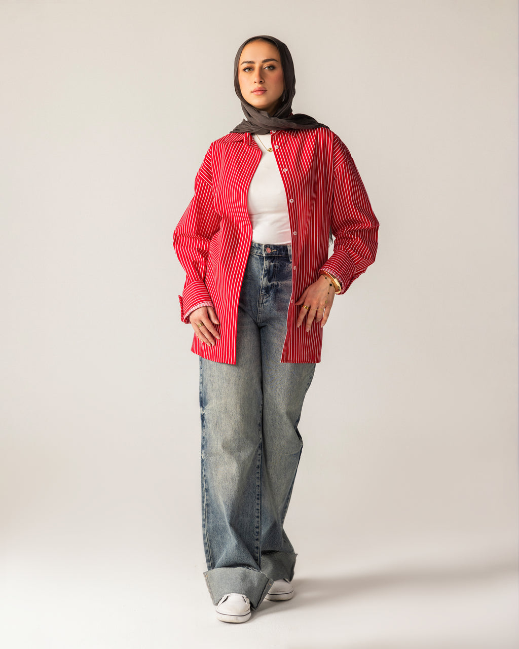 Oversized shirt with buttons down the back