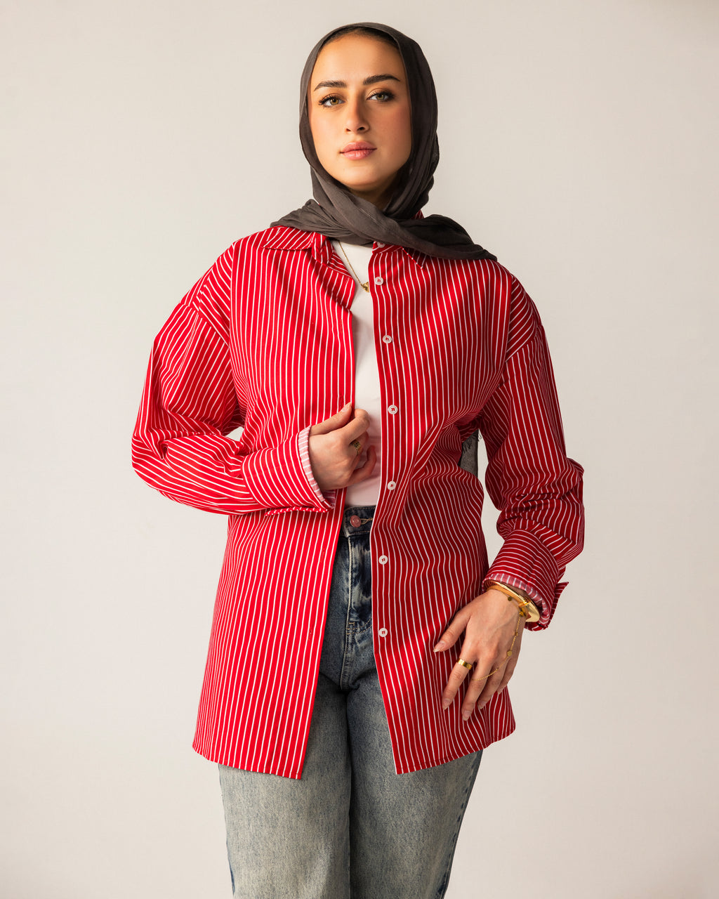 Oversized shirt with buttons down the back