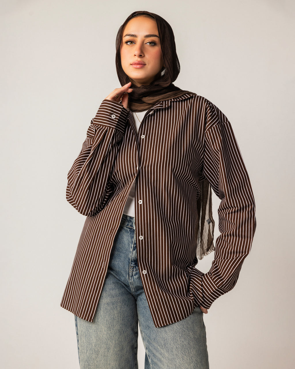 Oversized shirt with buttons down the back