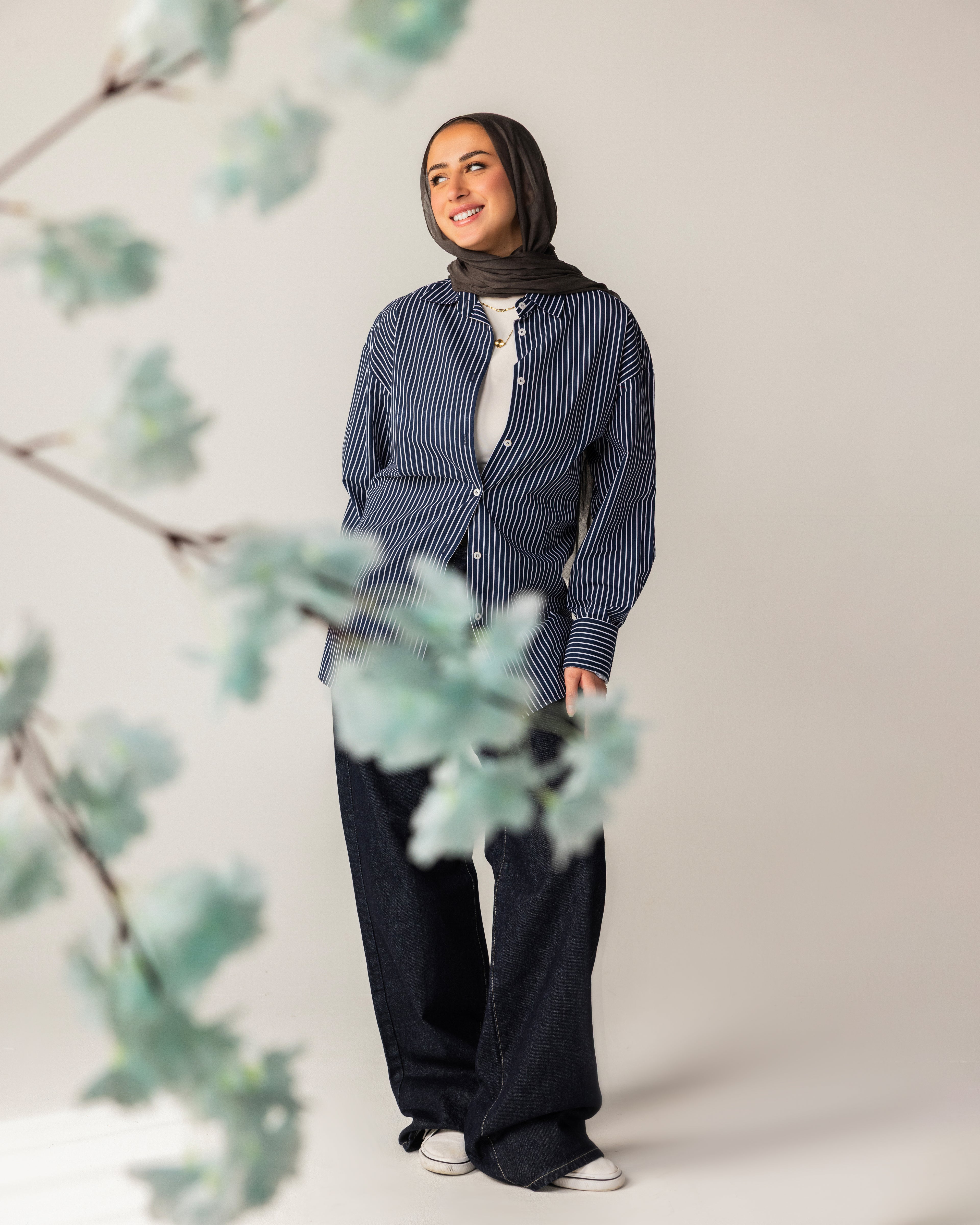 Oversized shirt with buttons down the back