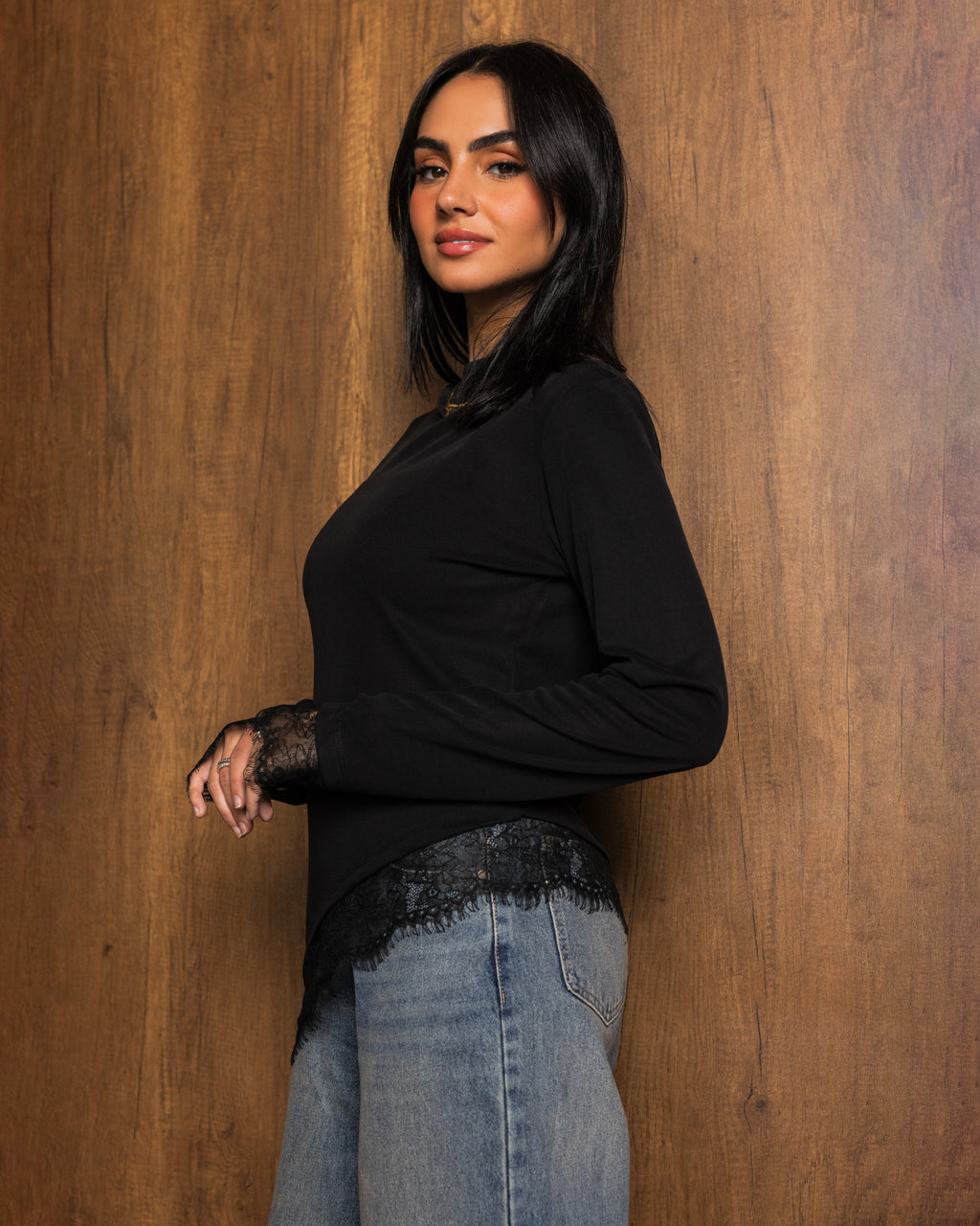 Top with lace and a side slit