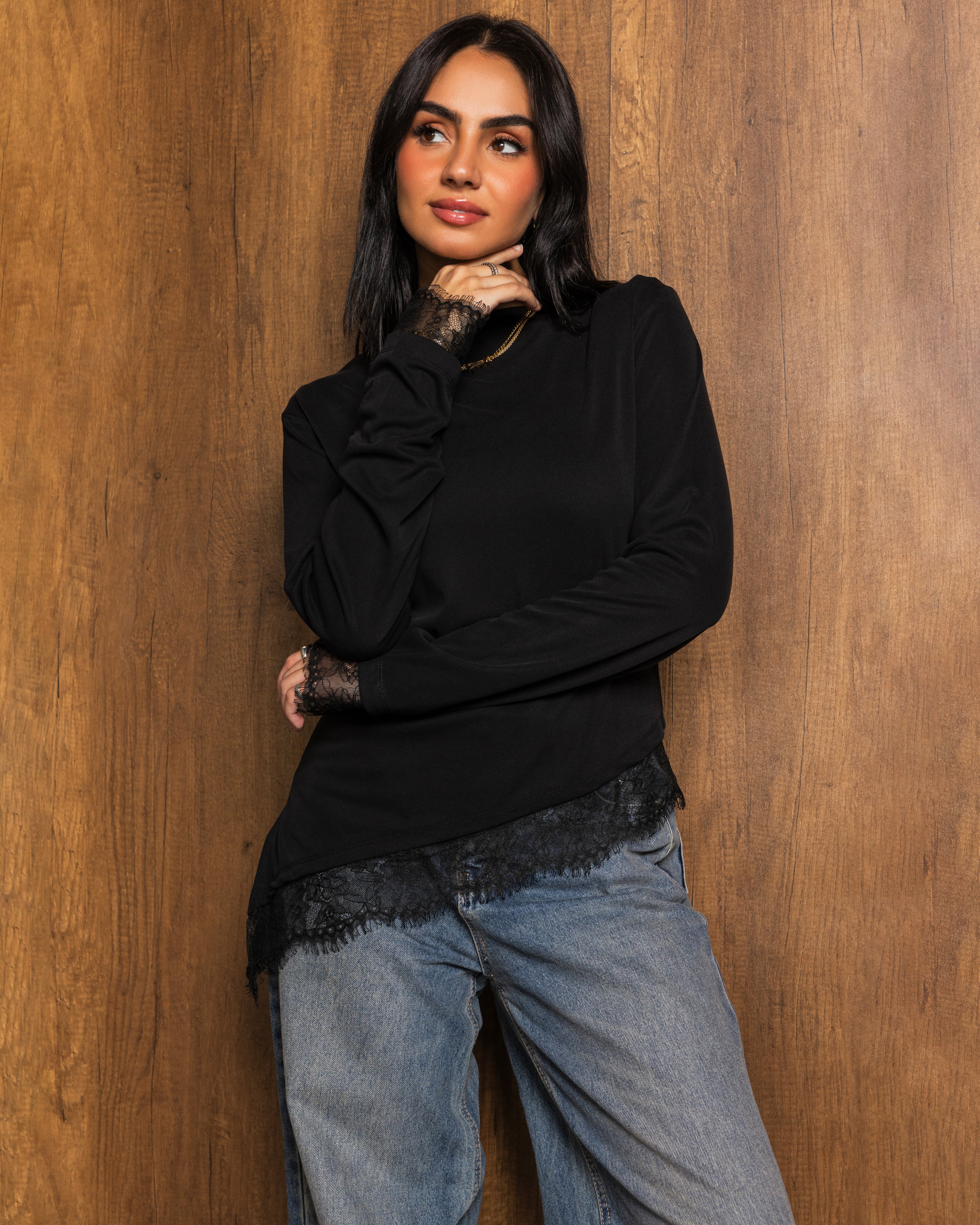 Top with lace and a side slit