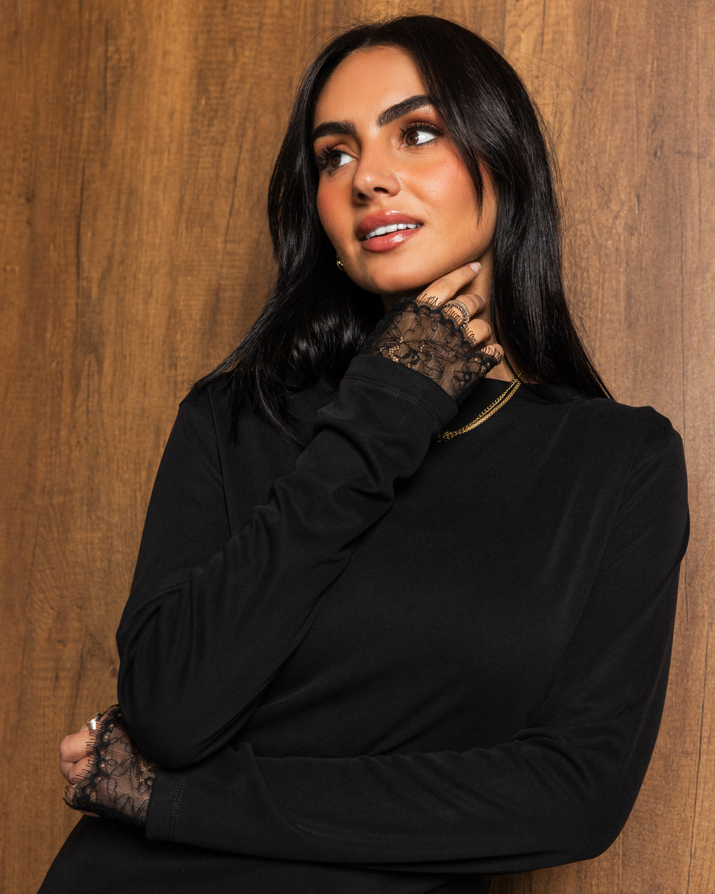 Top with lace and a side slit