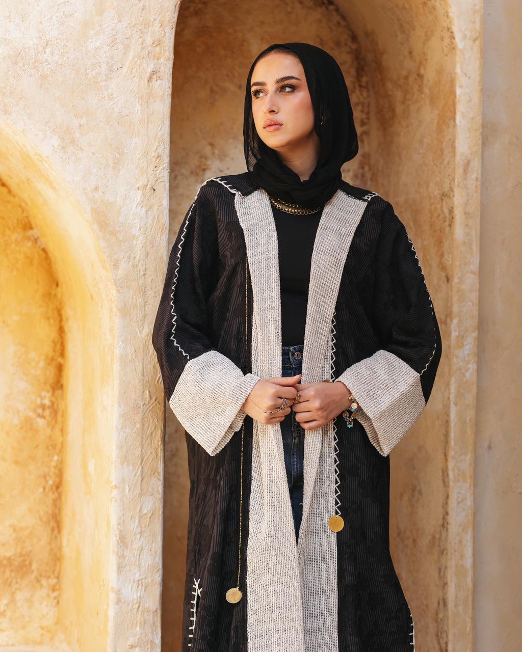 Lightweight linen cardigan with a hood