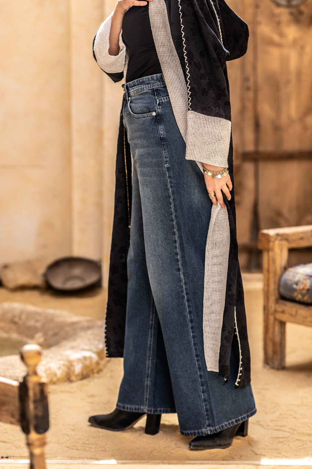 Pant High waist wide leg full length