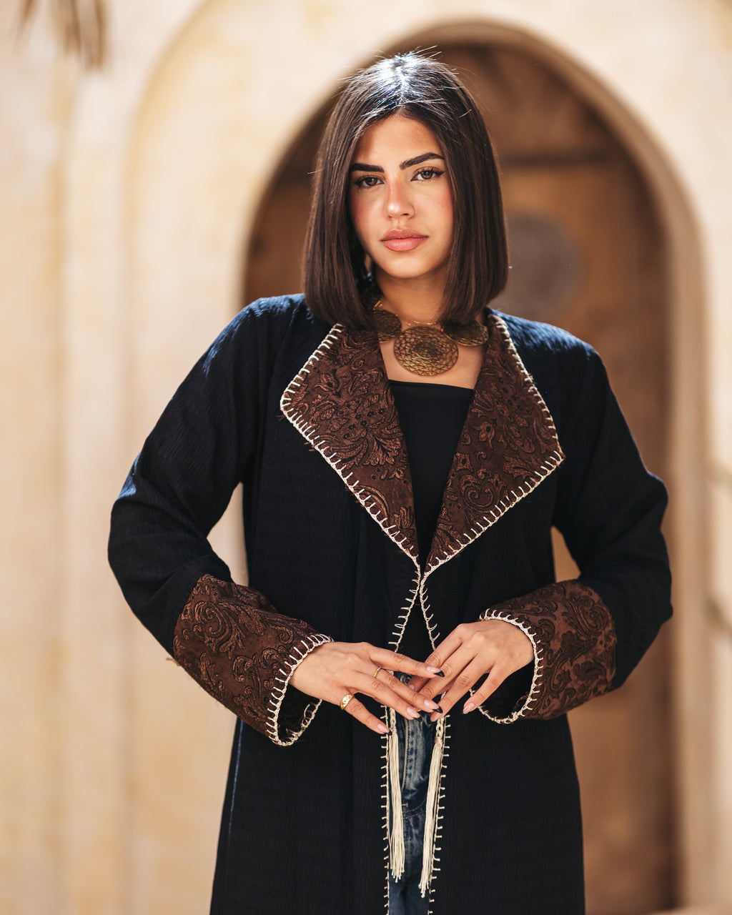 Chic cardigan with rope & handmade details