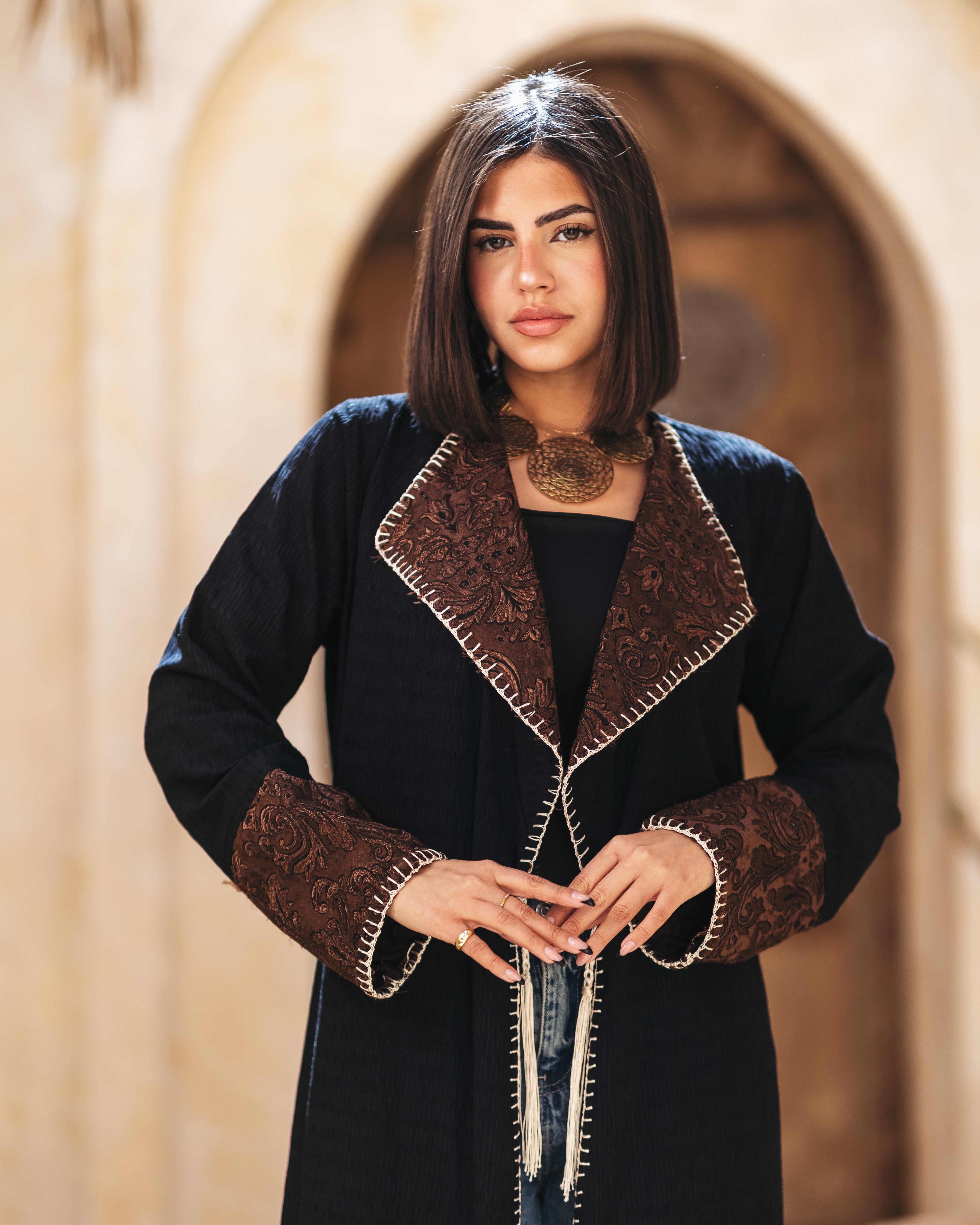 Chic cardigan with rope & handmade details