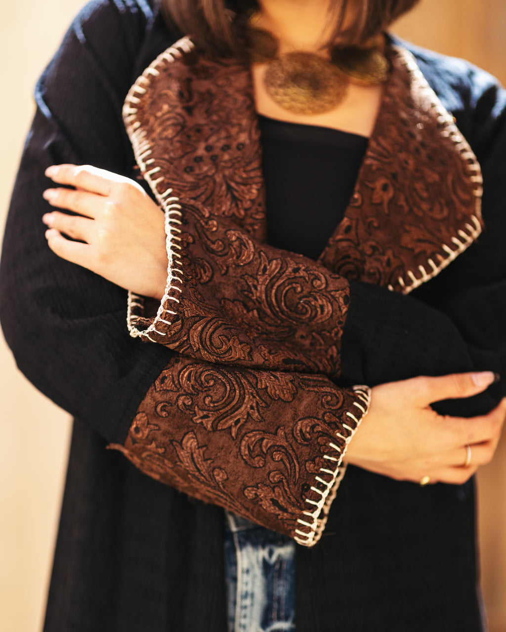 Chic cardigan with rope & handmade details