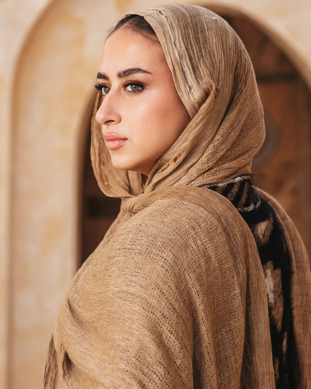 Handmade embroidered cotton scarf