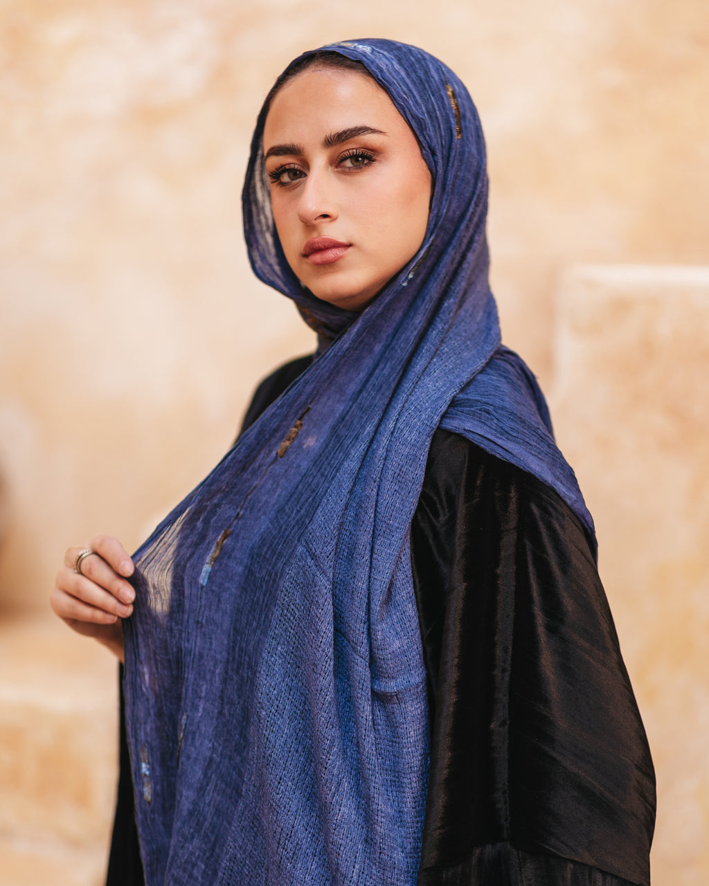 Handmade embroidered cotton scarf