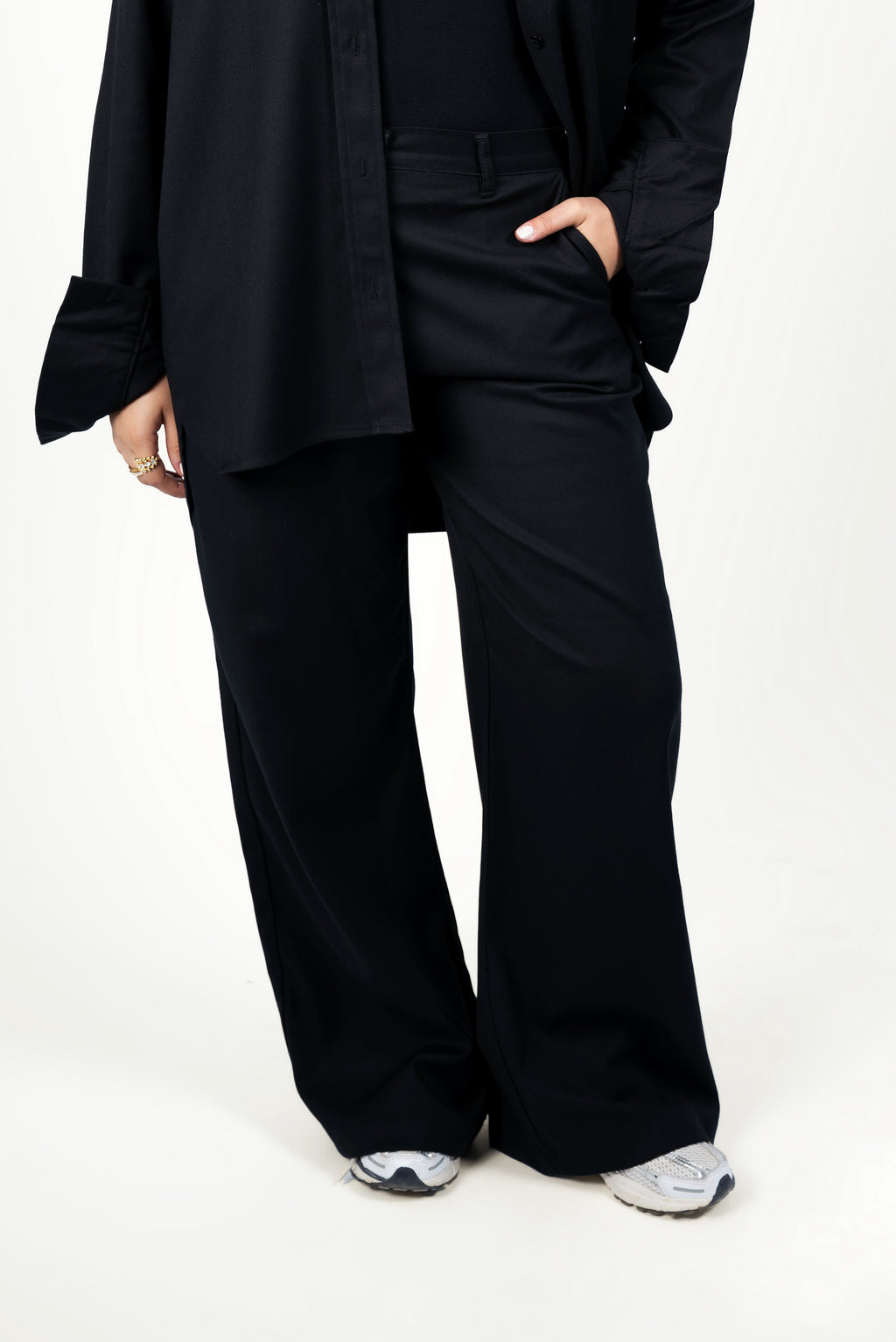 Pleated flow trousers - Black