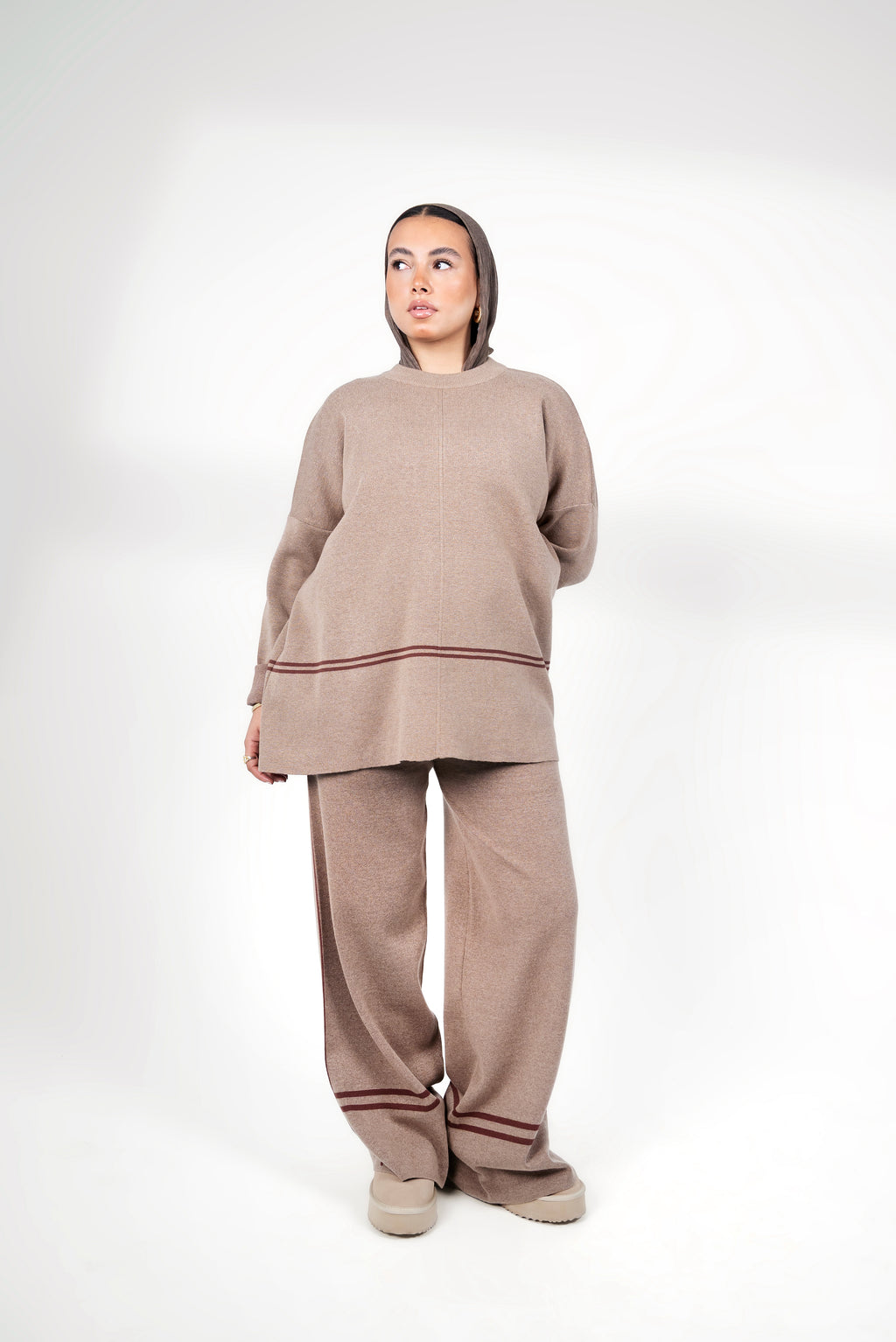 Sweater knit set - Caffe & Brown