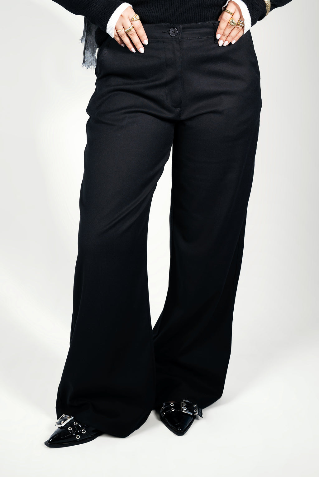 Pleated flow trousers - Black