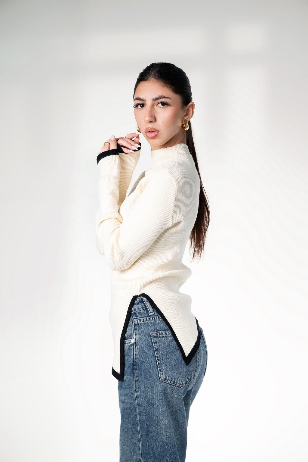 Ribbed knit sweater - OffWhite