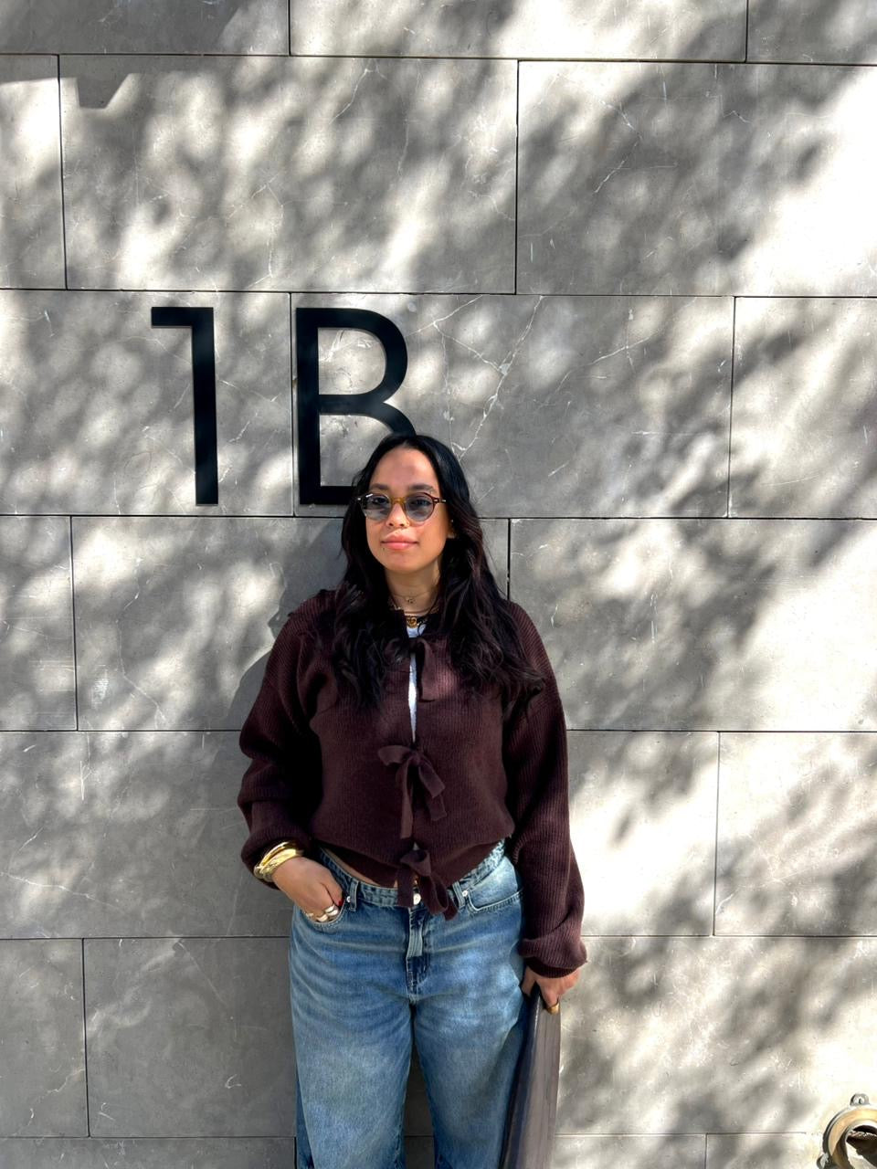 Soft knit cardigan with front bow ties