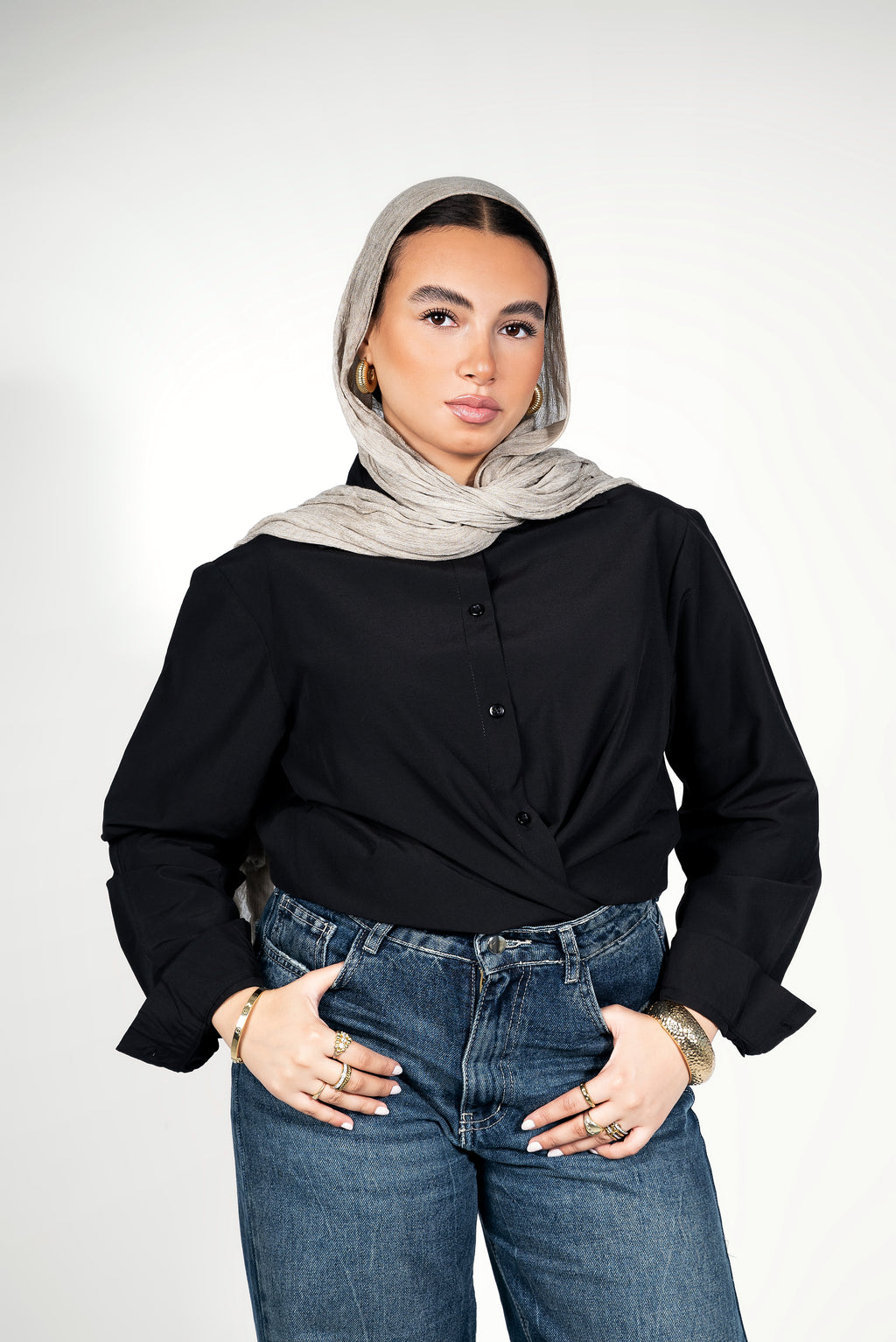 Basic shirt long - White