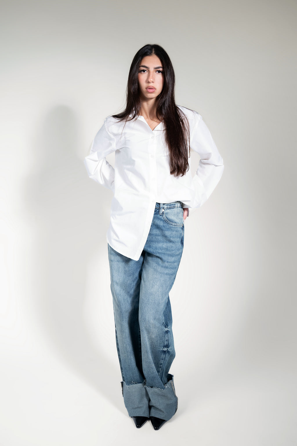 Basic shirt long - White