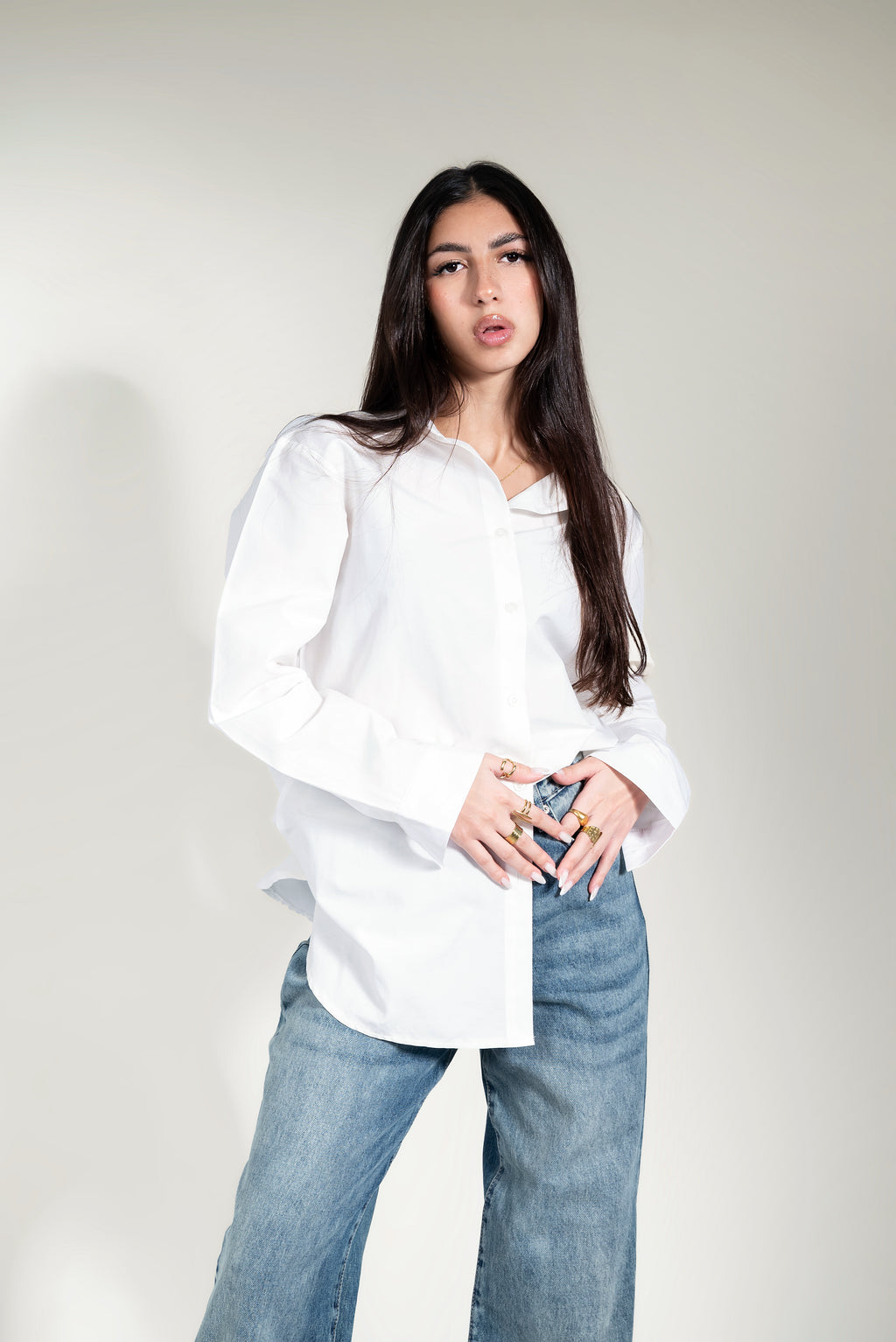 Basic shirt long - White