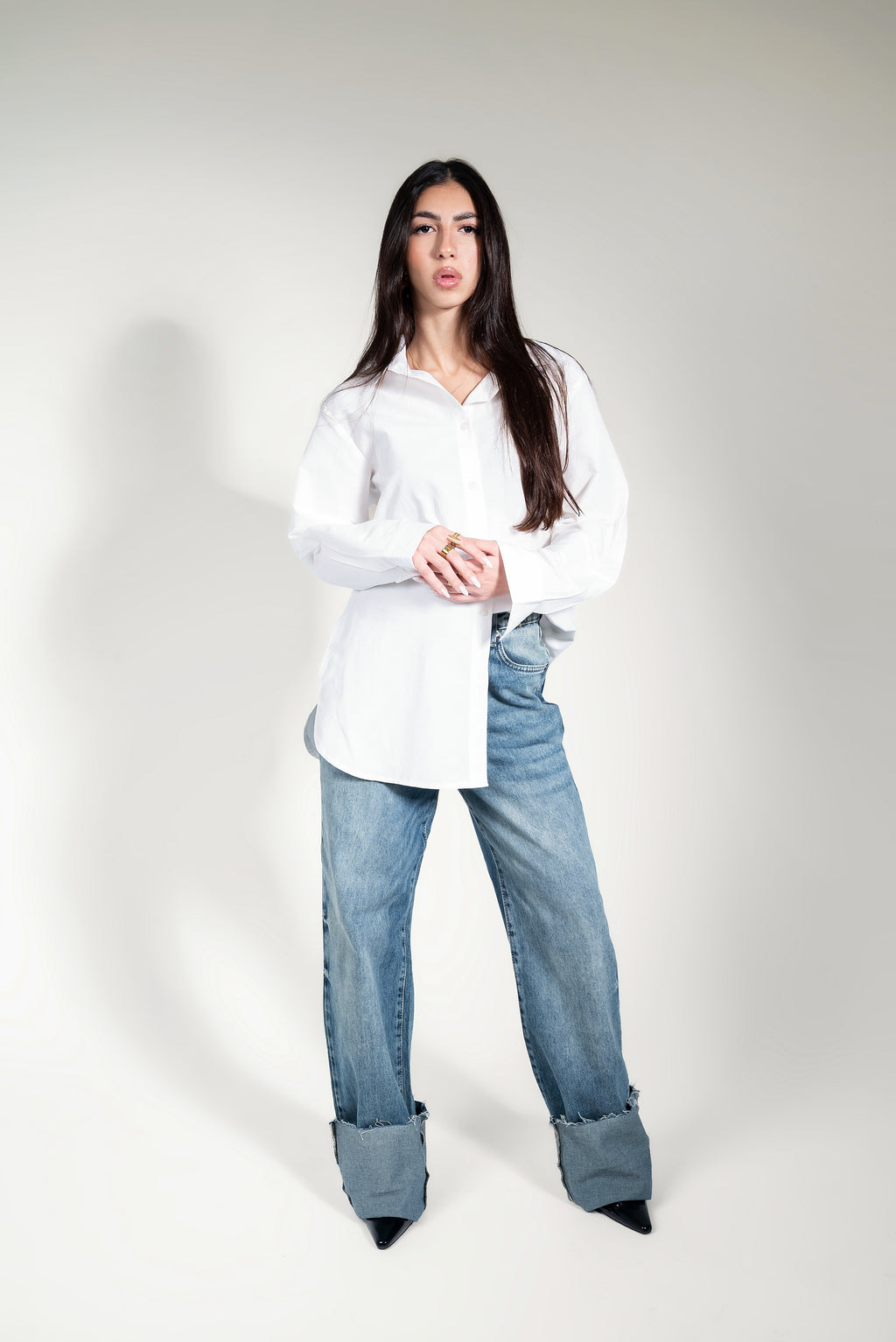 Unfinished Fold up denim- Light Blue