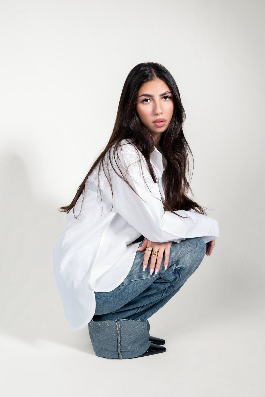 Unfinished Fold up denim- Light Blue