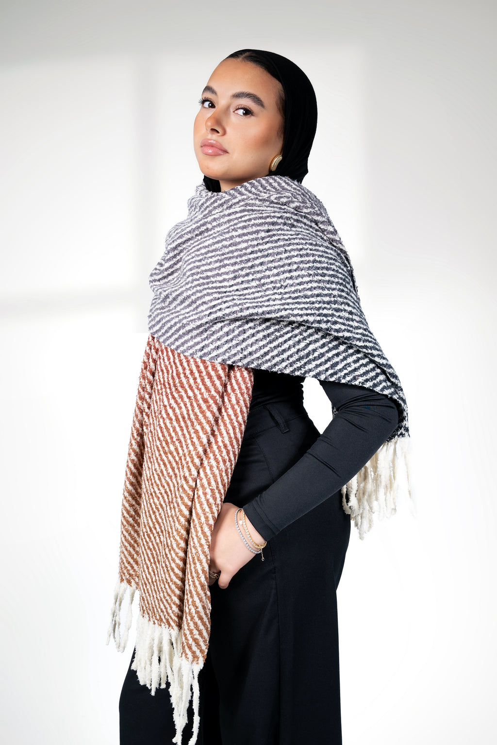 Scarf long printed - warm colors