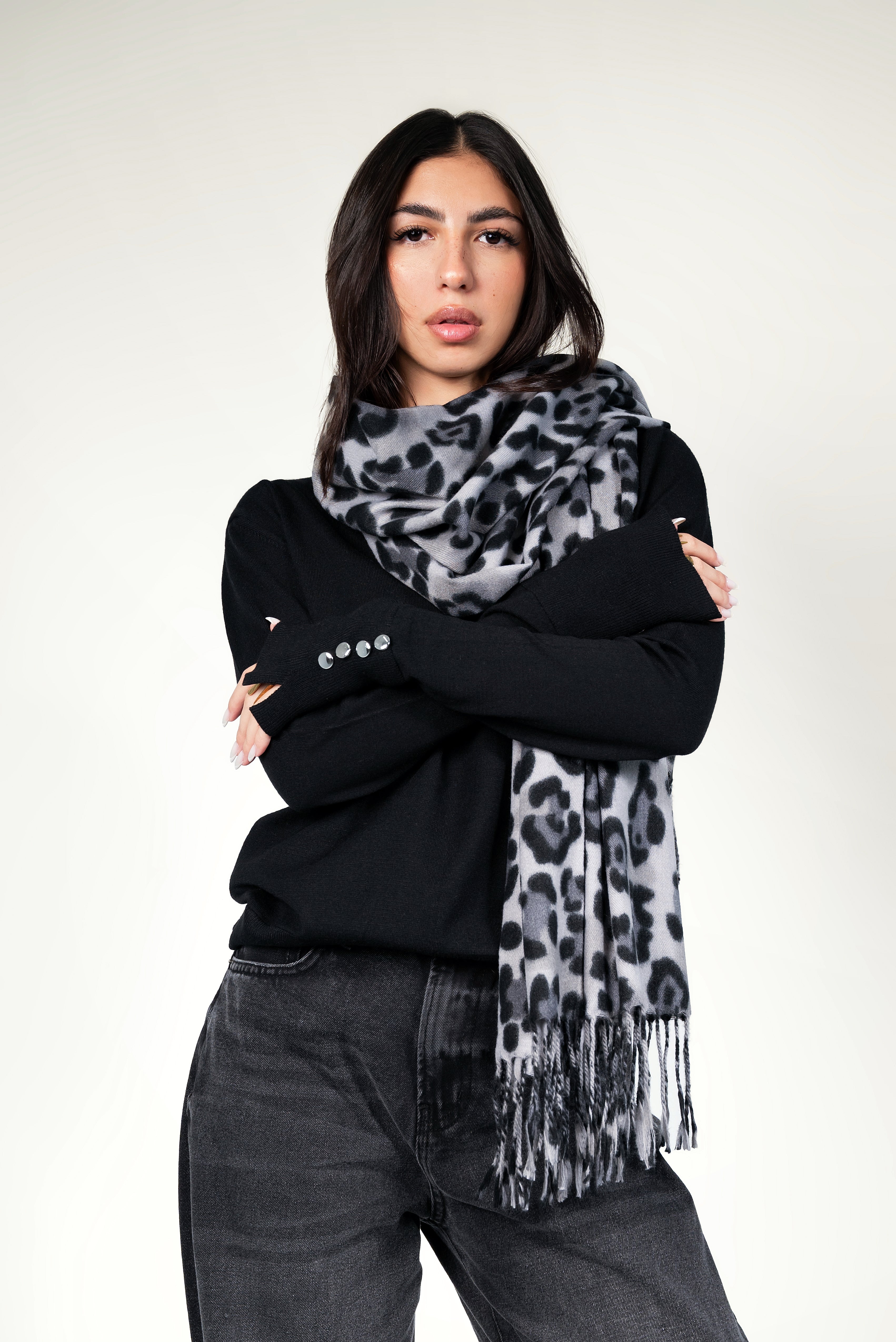 Scarf Leopard - Black