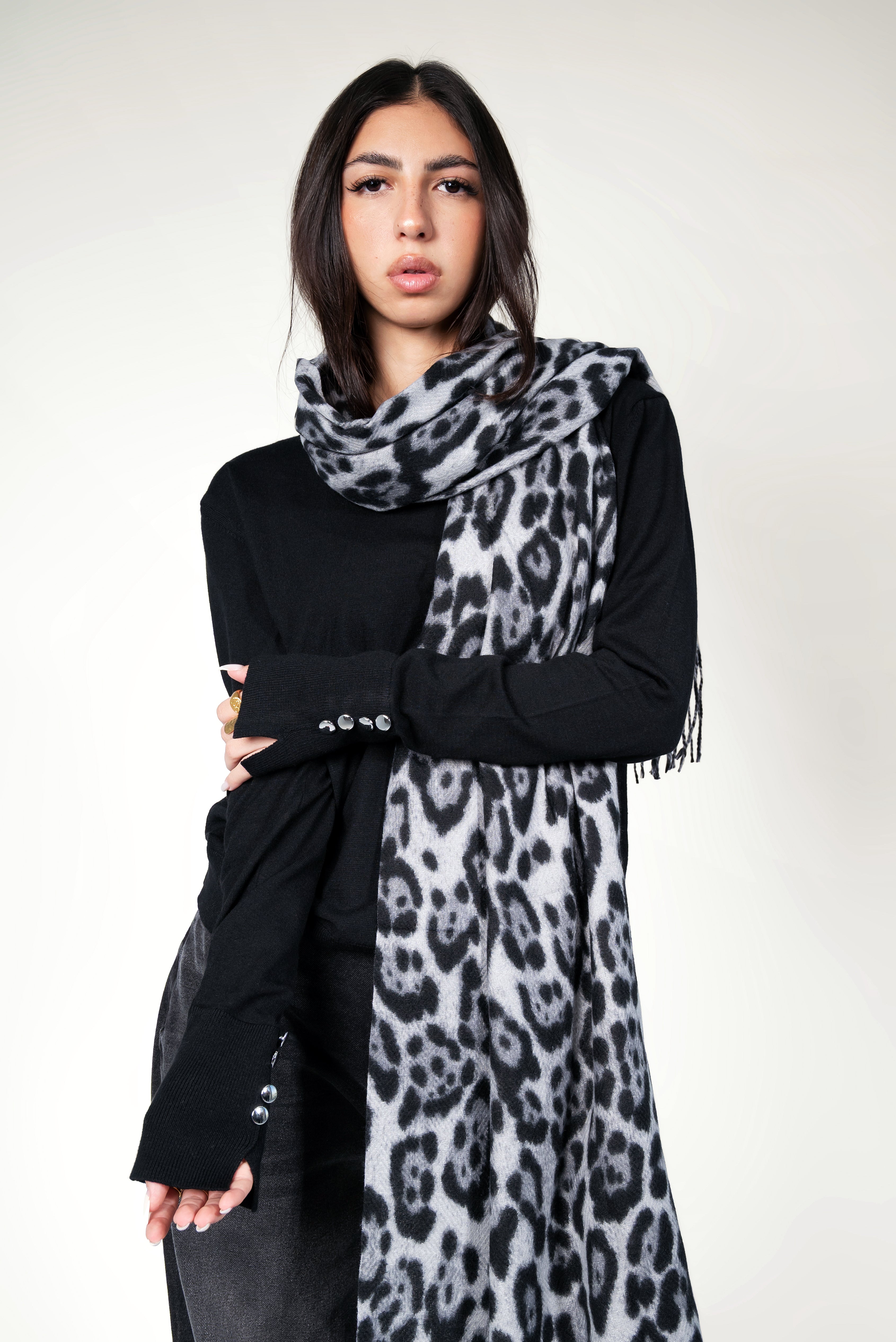 Scarf Leopard - Black