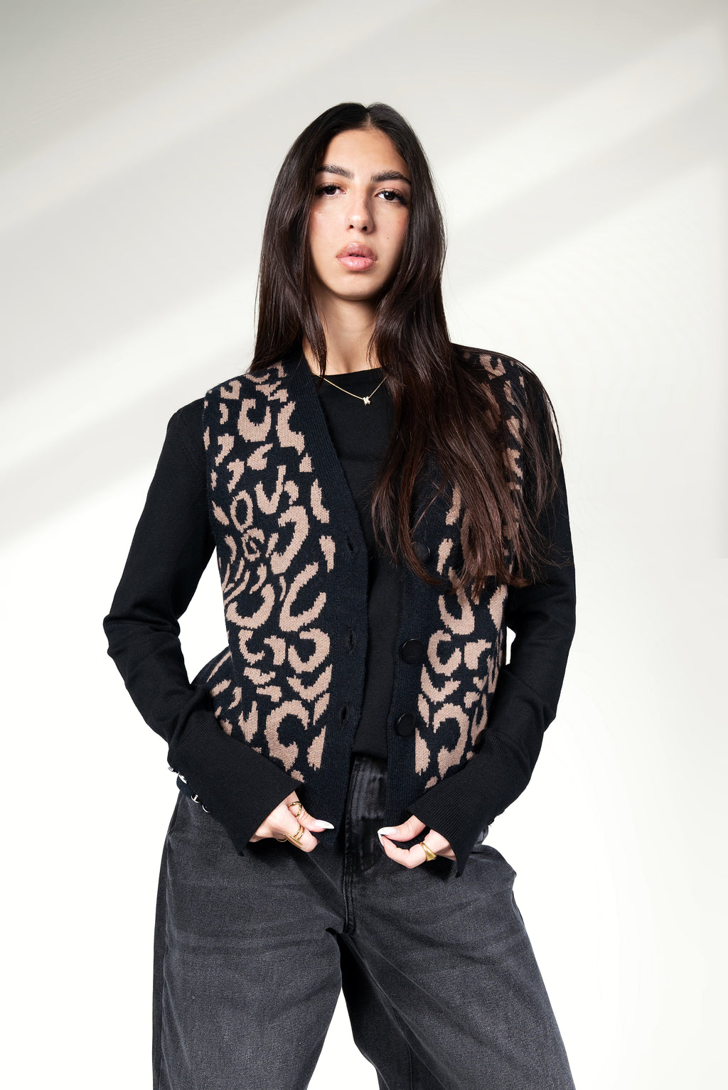 Knitwear vest tiger - Black