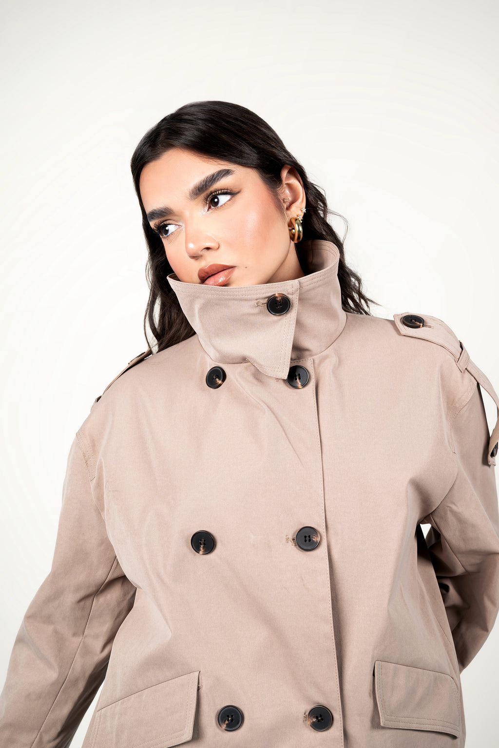 Cropped core trench jacket - Beige