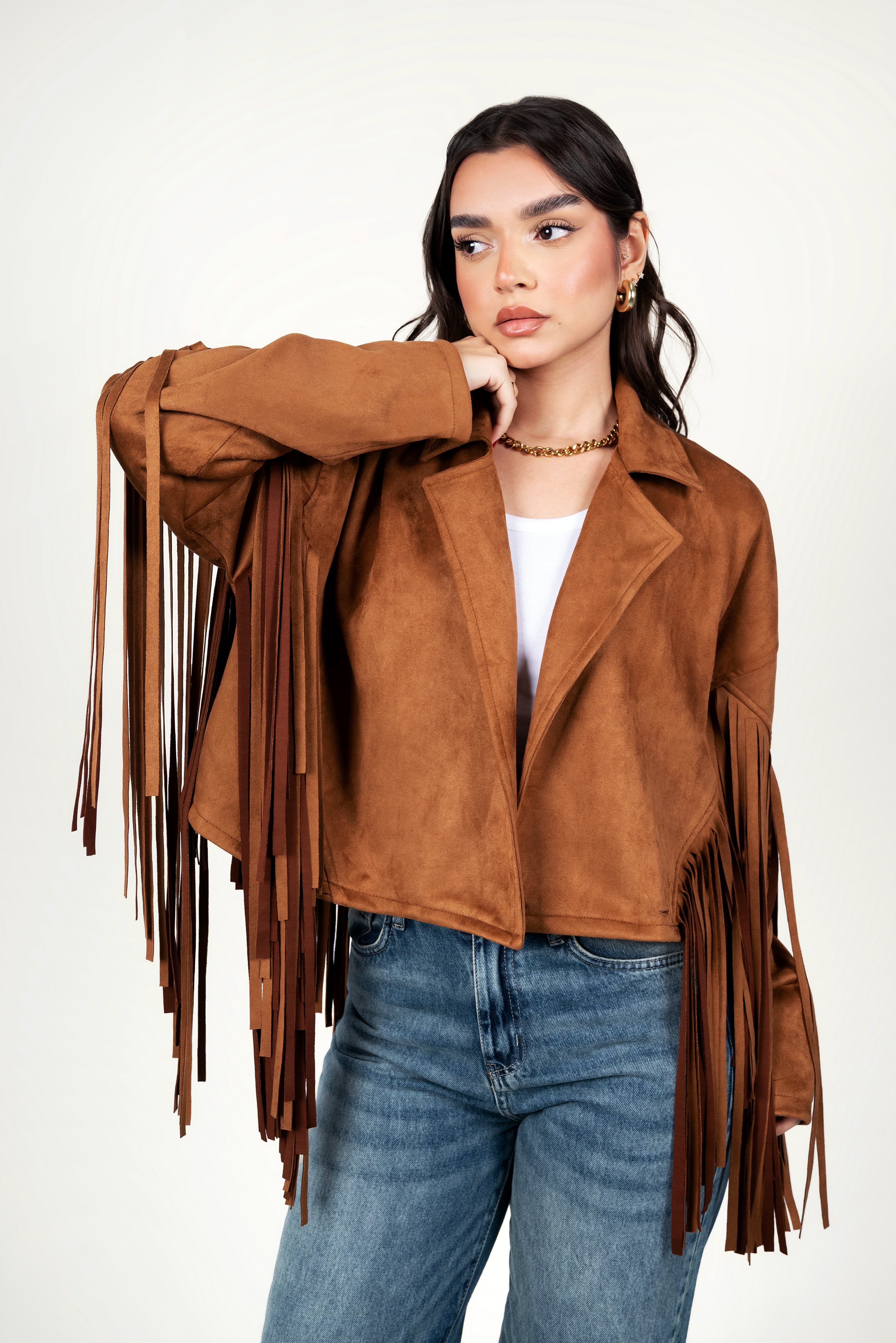 A chic suede-effect jacket - Black