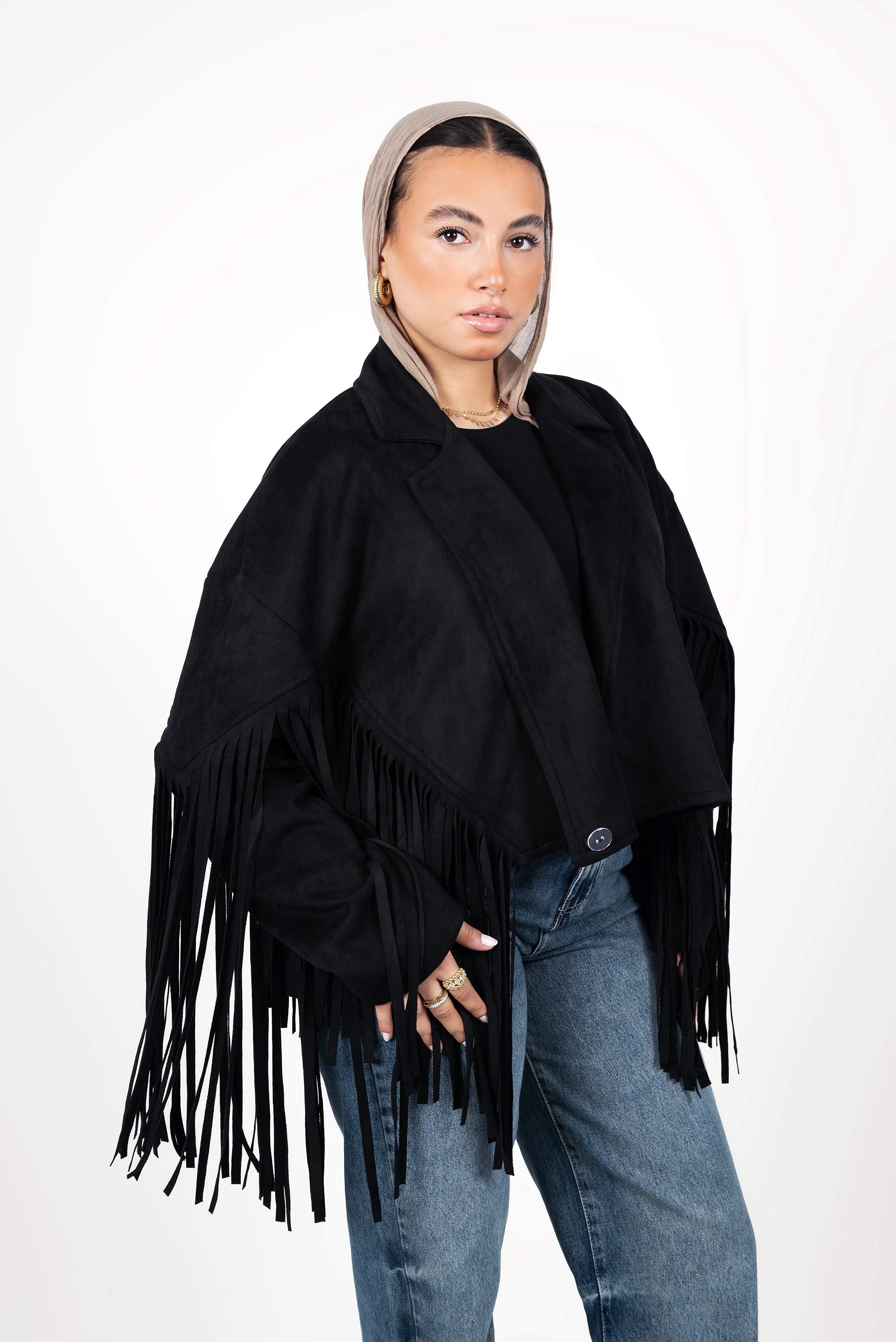 A chic suede-effect jacket - Black