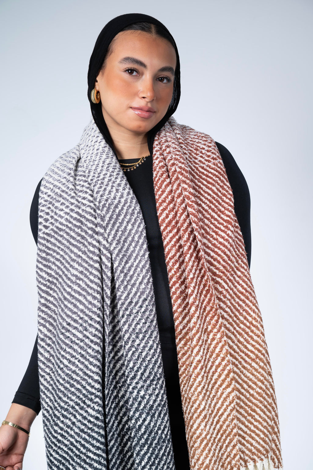 Scarf long printed - warm colors