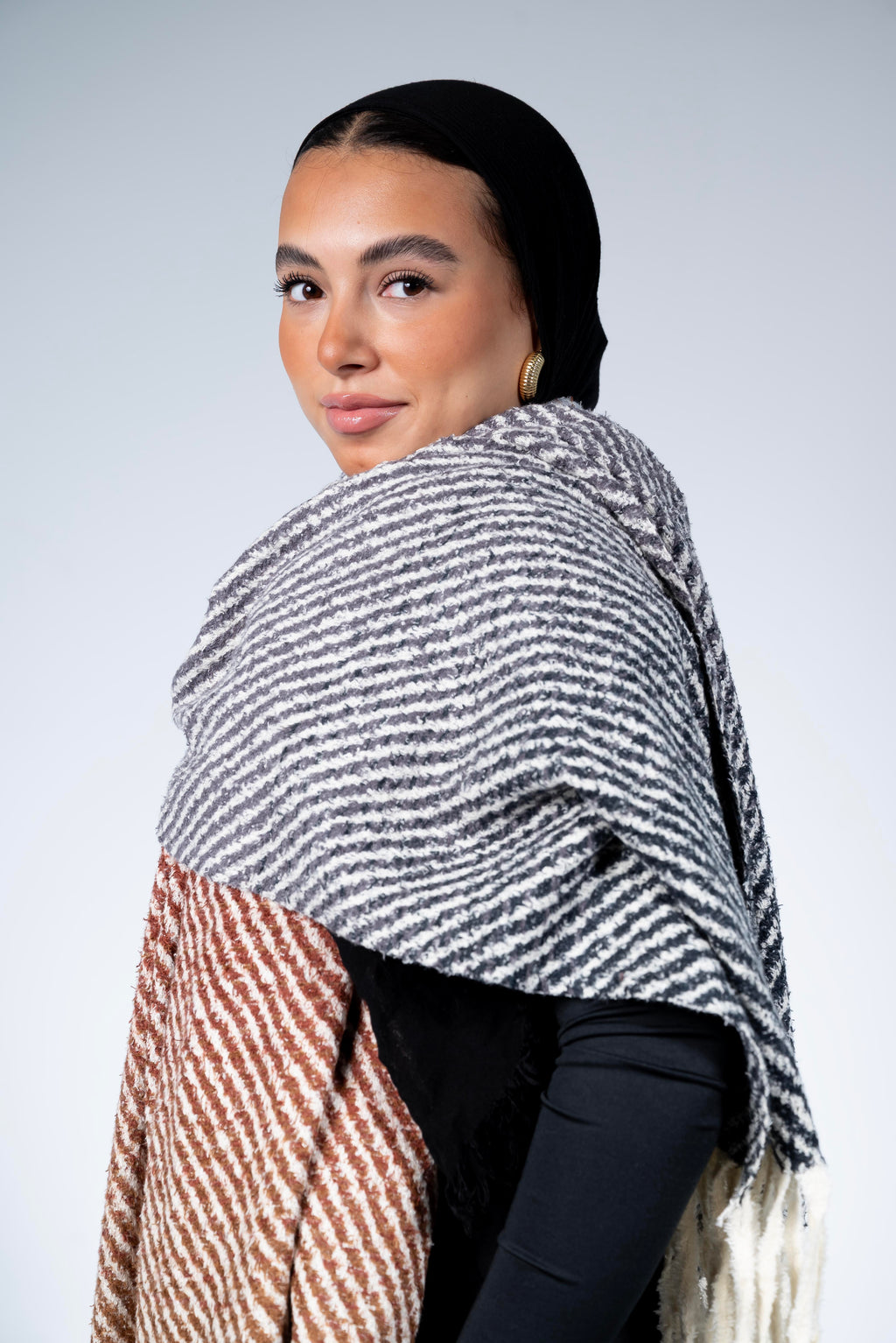 Scarf long printed - warm colors