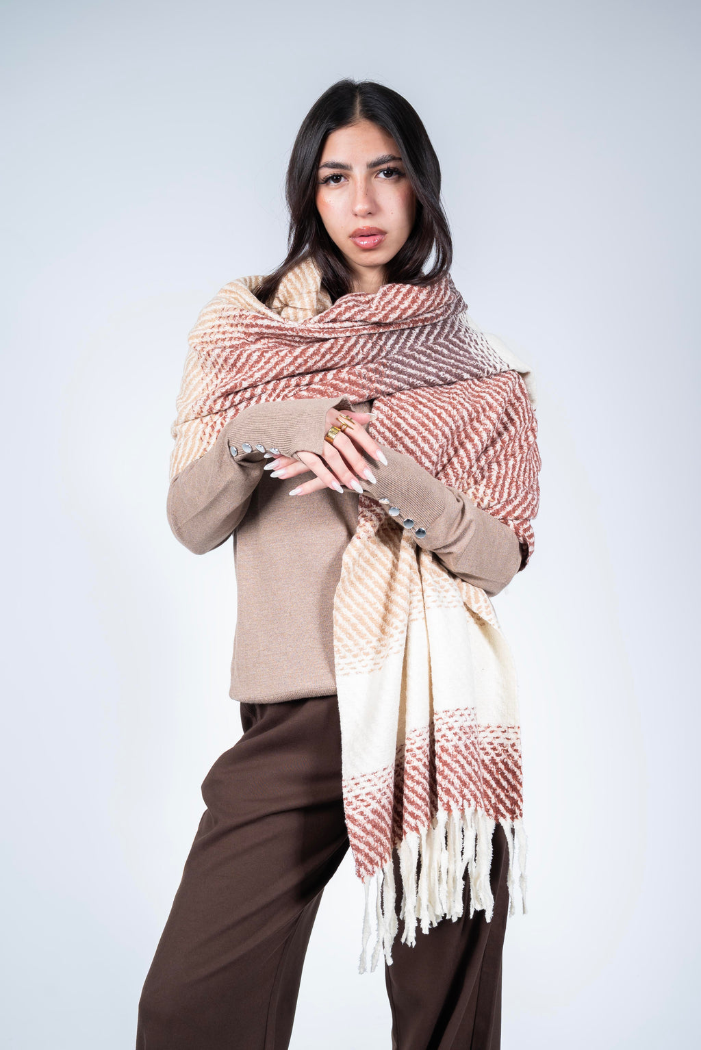 Scarf long printed - Pink