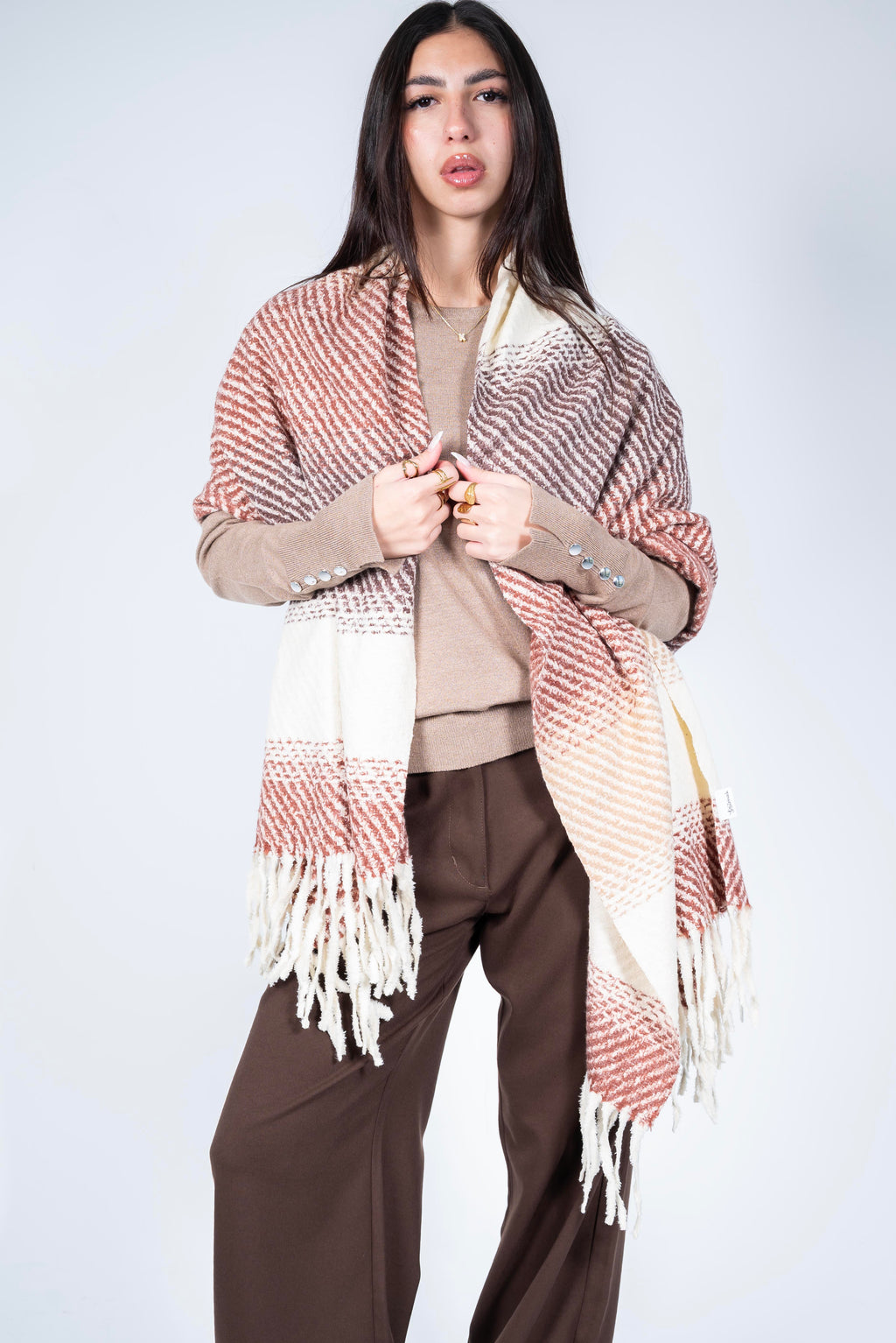 Scarf long printed - Pink