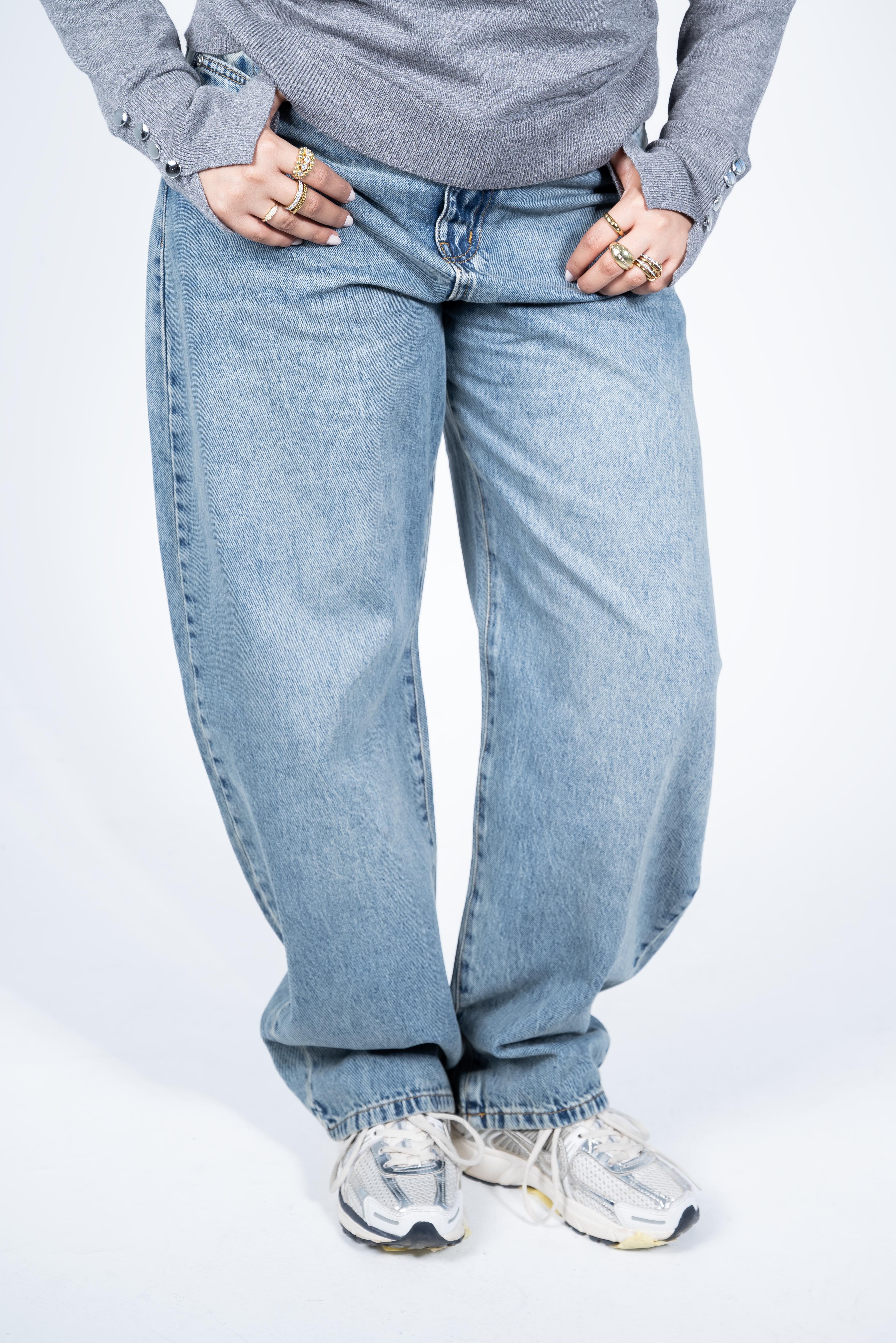 Balloon-fit denim pant - Light Blue