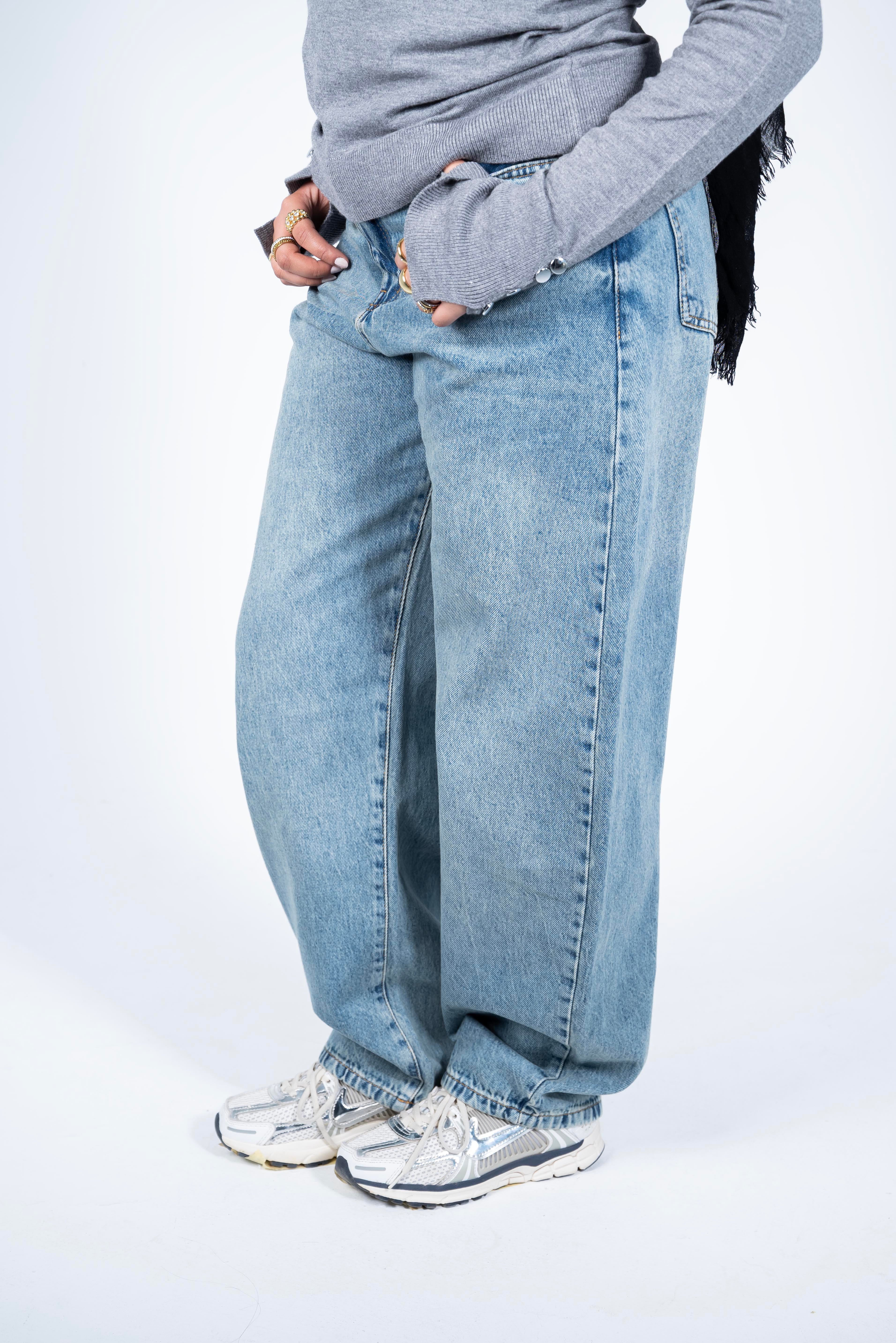 Balloon-fit denim pant - Light Blue