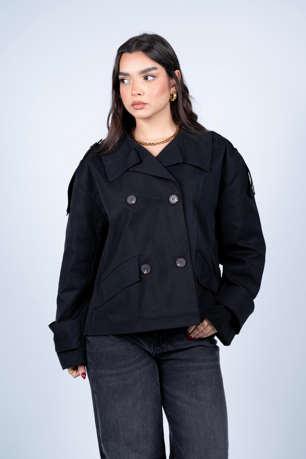 Cropped core trench jacket - Beige