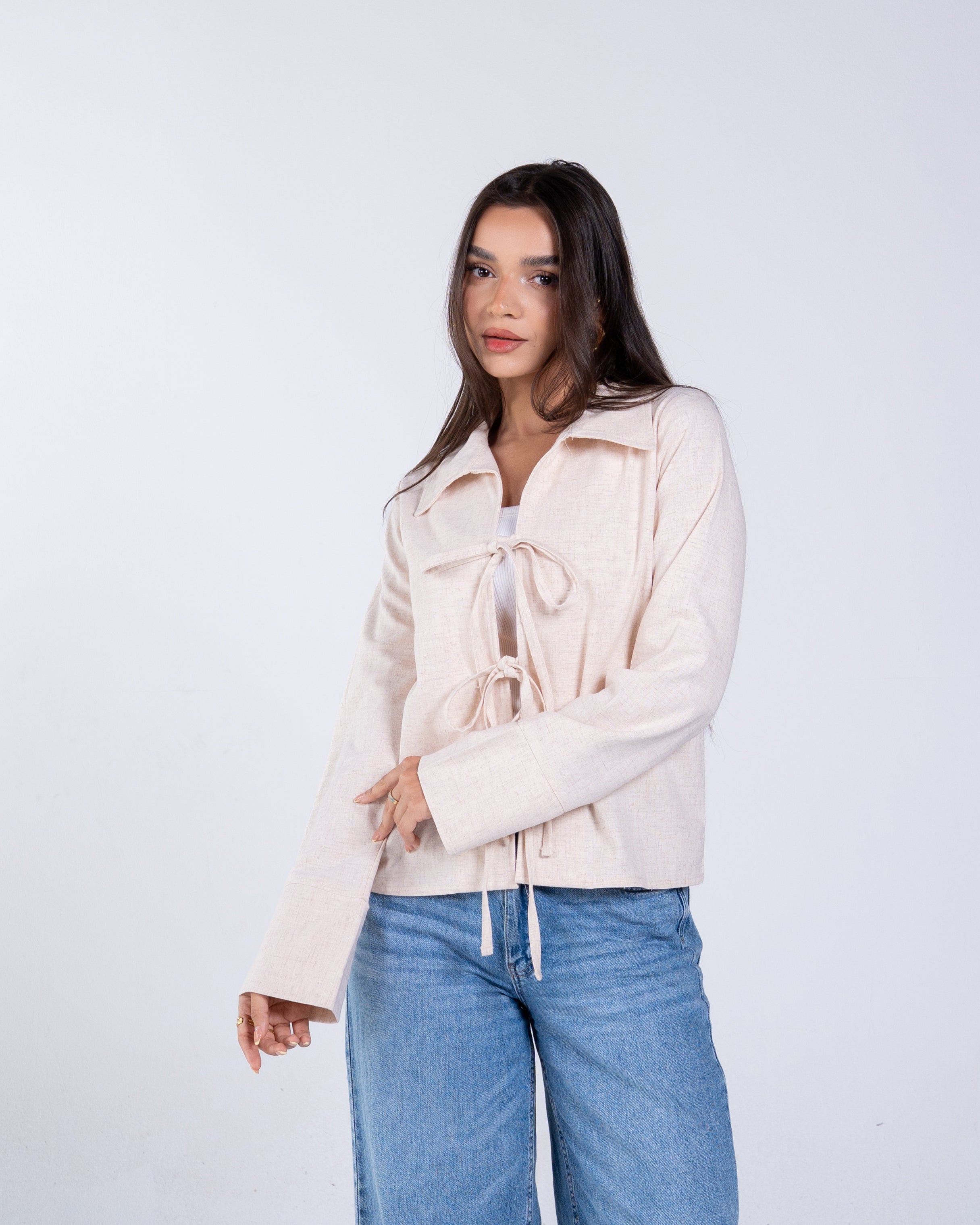 Linen blouse with tie