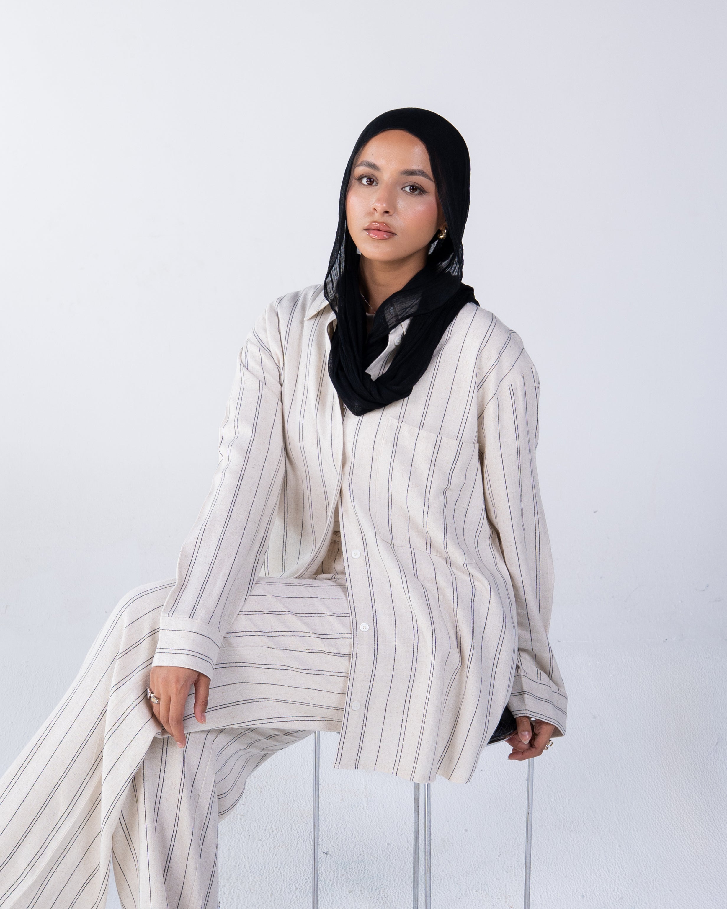 striped linen set